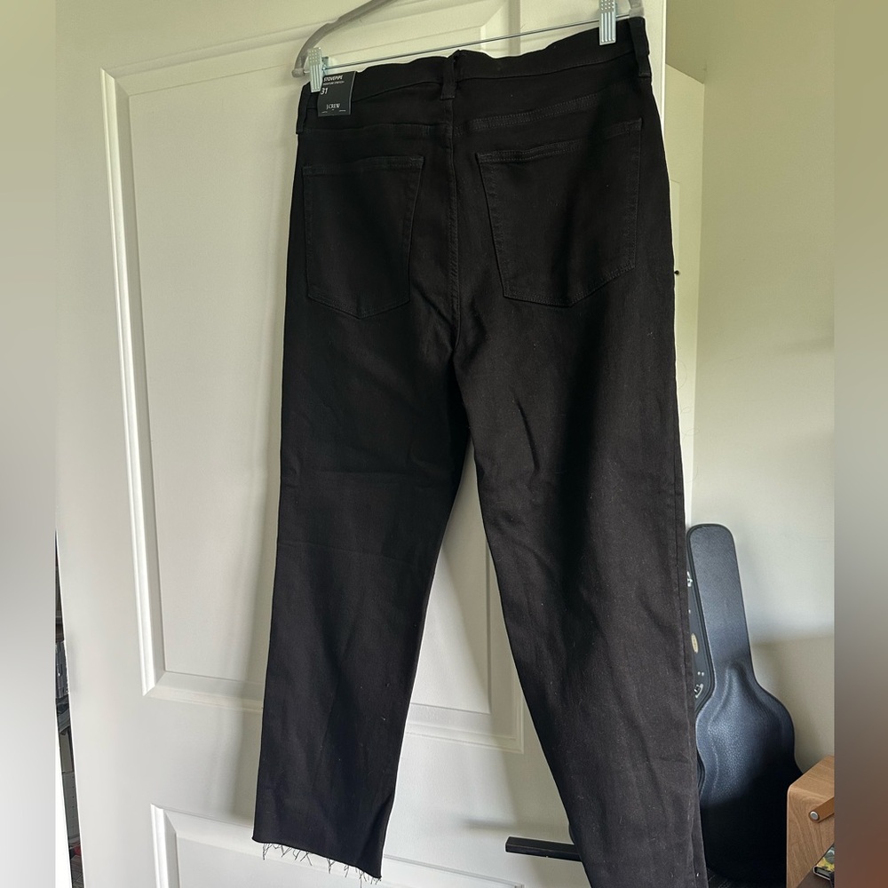 J Crew Black stovepipe straight jean in signature stretch+ / frayed hem - 31 - Picture 7 of 8